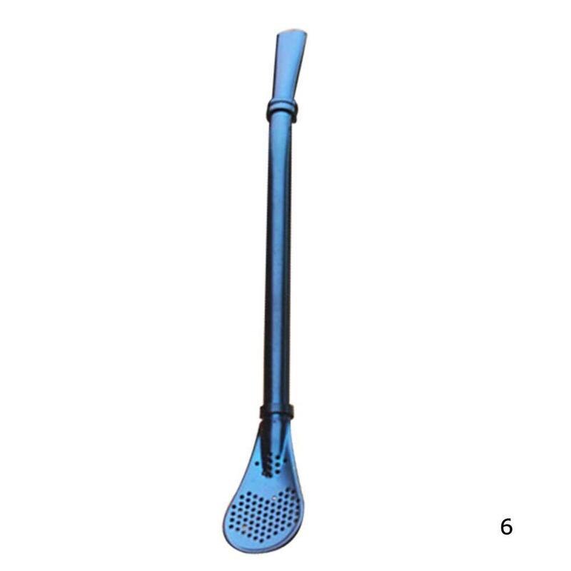 Pajita reutilizable de acero inoxidable para beber, utensilios de Metal para Bar, Yerba Mate, calabaza, cuchara, 1 ud.: Blue