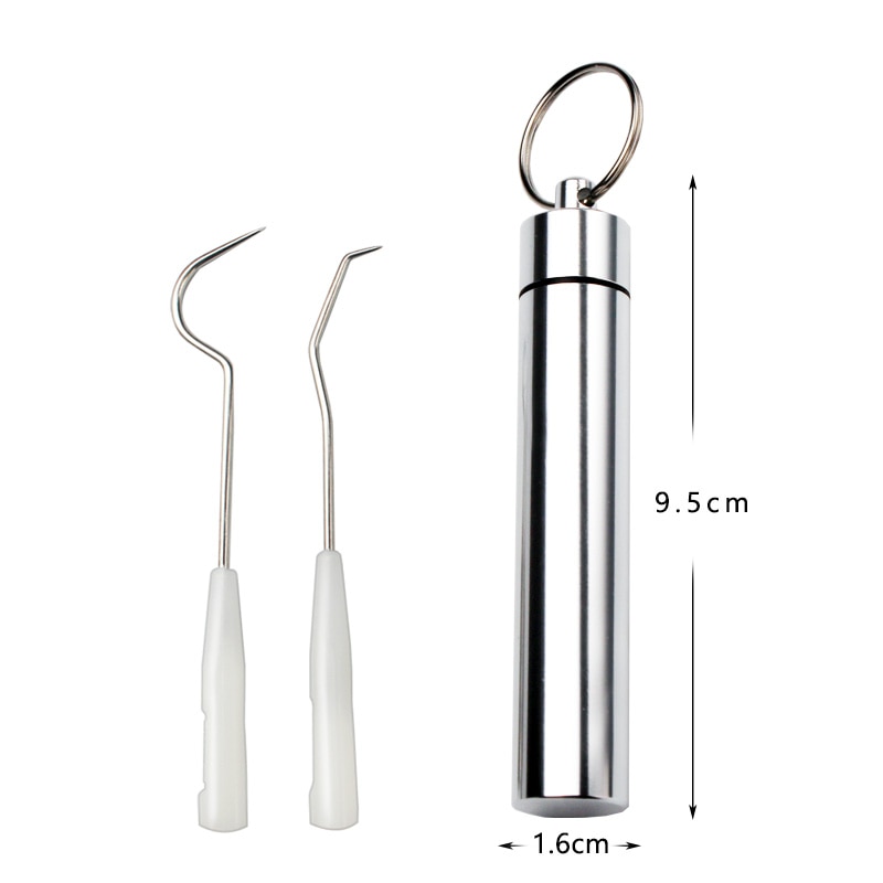 2Pc/set Stainless Steel Toothpick Set Portable Clean The Oral Toothpick Outdoor Household Travel Seal Storage Container Box