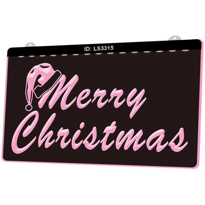 Ls3315 vrolijk kerstfeest gelukkig jaar 3d graveren led-lichtbord meerdere kleuren gratis verkoop