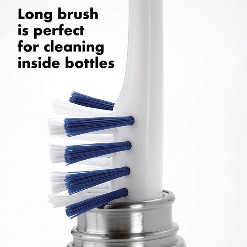 Cepillo para biberón de 35cm, cepillo de paja de 26cm, cepillo de cubierta de copa de 10cm, juego de limpieza de botellas de agua, azul, 1EA