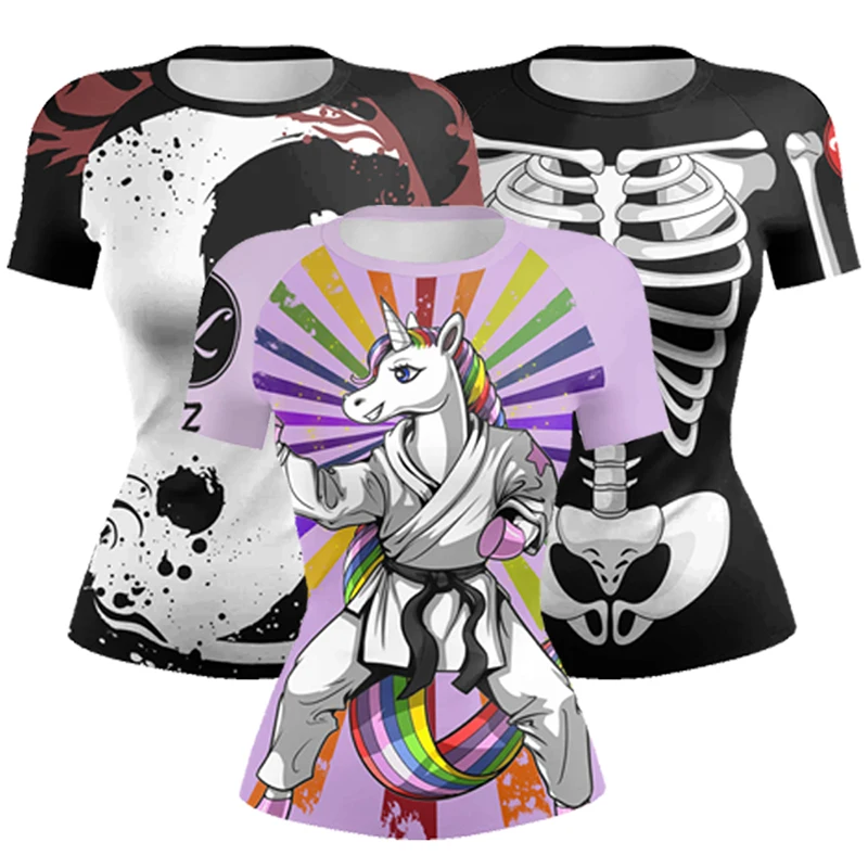 Camiseta de compresión Rashguard para mujer, anime de película, gimnasio, culturismo, yoga, delgada, serrée, Y-dehors, boxe, MMA