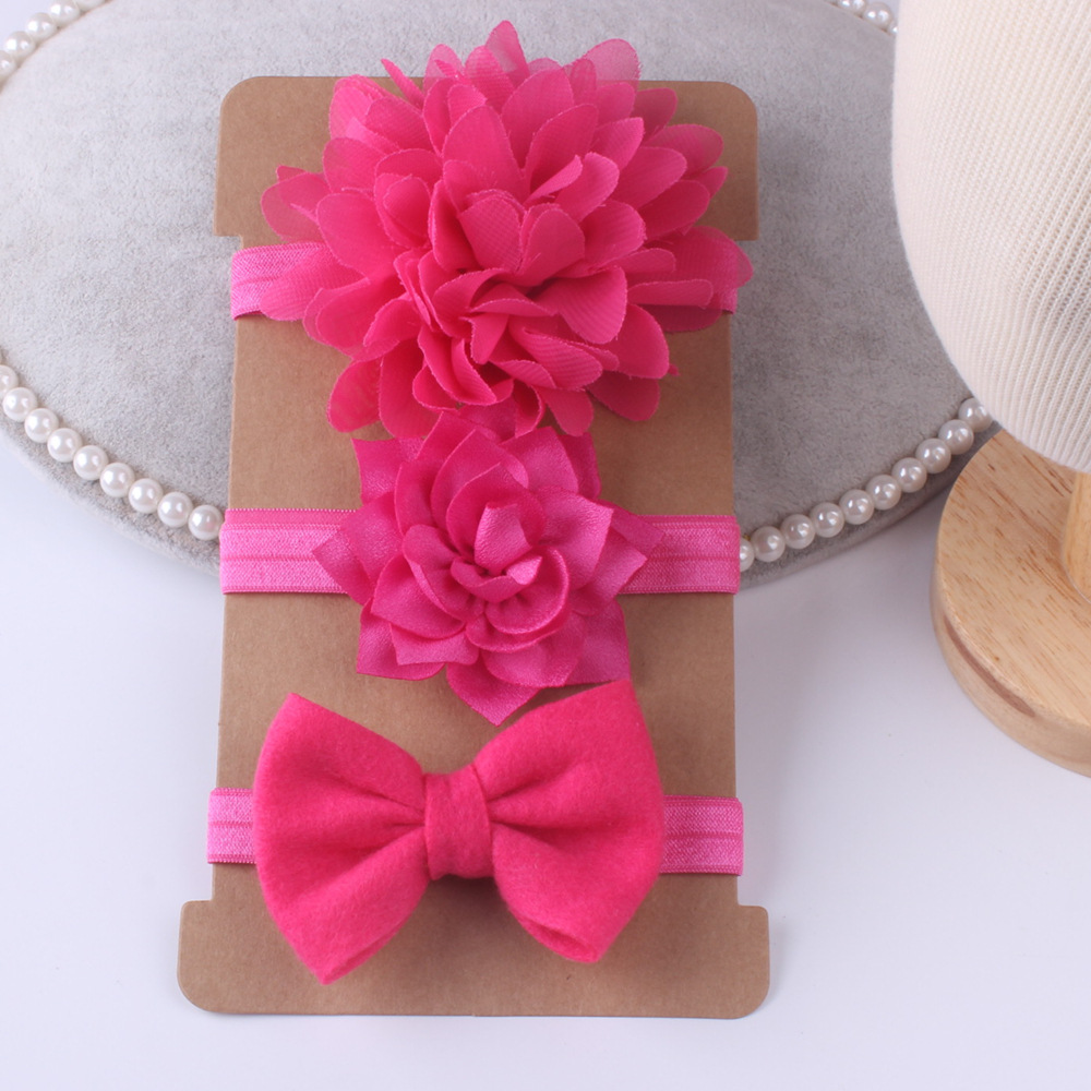 Conjunto de Diadema con lazo para bebé y niña, Bandage para la cabeza con lazo, diadema de flores para el pelo, accesorios de ropa infantil, 3 piezas