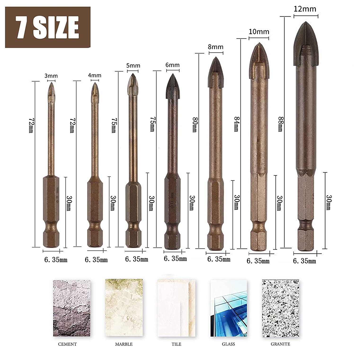 Efficient Universal Drilling Tool Multifunctional Cross Alloy Drill Bit Ceramic Brick Wall Hole Opening Power Tools Accessories
