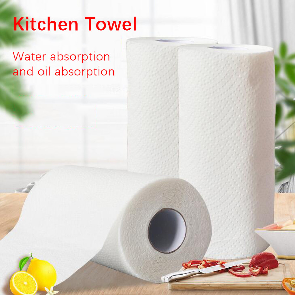 2 Rolls Kitchen Paper Towel Biodegradable Washable Cleaning Wipes Kitchen Padded Lazy Cleaning Rag Waterproof Towel Kitchen
