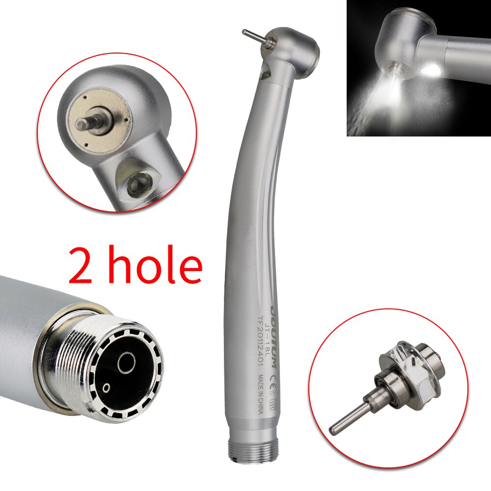 Dental High Speed Handpiece LED Self-Power E-generator Fiber Optic Push Button Air Turbine Cartridge Rotor 2/4holes Fit NSK KAVO