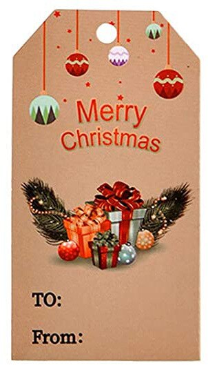 100pz etichette di buon natale carta di carta kraft etichetta regalo etichetta fai da te cartellini decorazioni regalo carta regalo bomboniere forniture: Kaki scuro