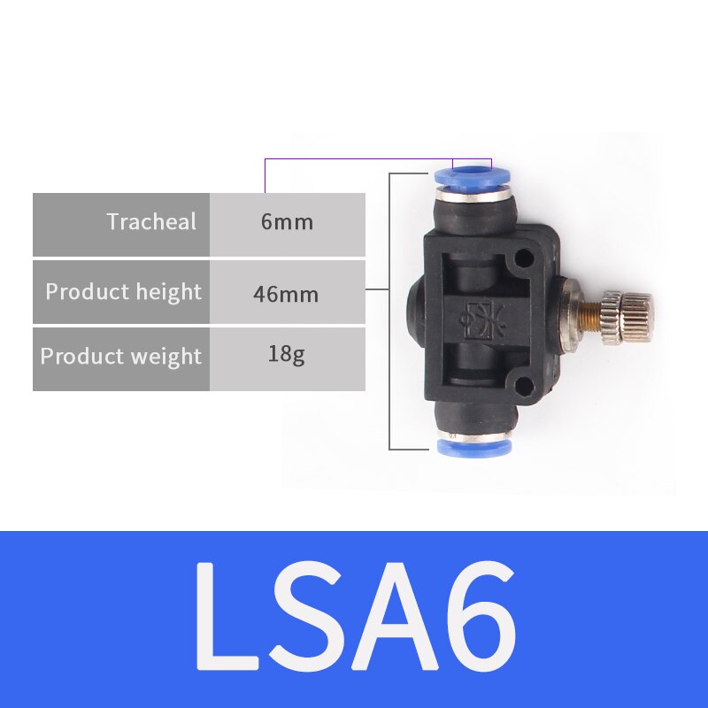 Pneumatic Fittings LSA 4mm 6mm 8mm 10mm 12mm Air Water Hose Tube One Touch Straight Push-In Plastic Quick Connector Tube Fitting: LSA6