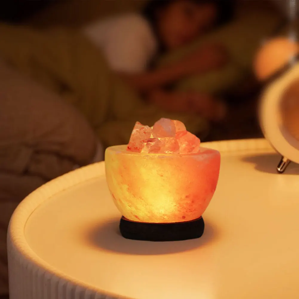 E2 himalayasaltlamper krystal saltstenslampe med base krystal saltlampe led atmosfærelampe boligindretning soveværelsesdekoration