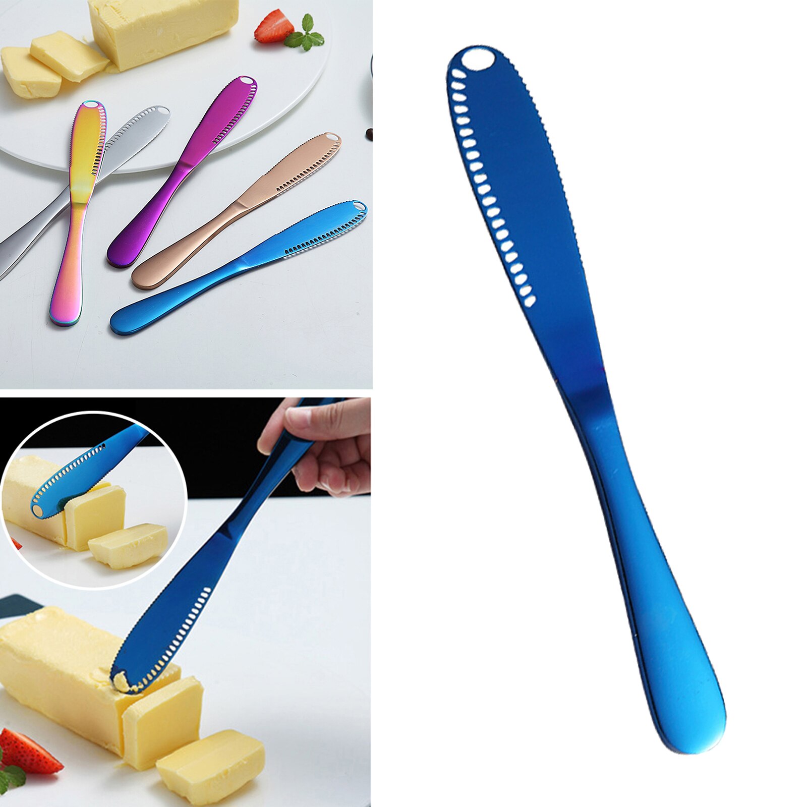 Butter Spreader Knife, Stainless Steel Multipurpose Cheese Butter Spreader Knives Kitchen Gadgets Dessert Tool: Blue