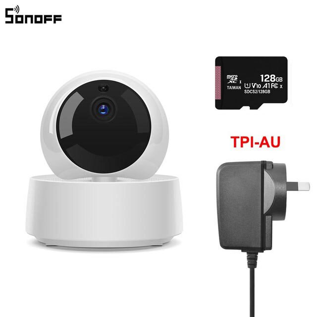 Sonoff-câmera de segurança sem fio, wi-fi, ip 1080p, babá eletrônica, alarme, câmera inteligente, vigilância: AU and 128G TF Card