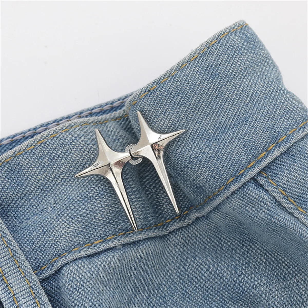1 paire de boutons en jean, Clips réglables pour pantalons, jupes, tendeur de taille, boucle, bouton-pression, broche de pantalon, bouton rétractable: Terne