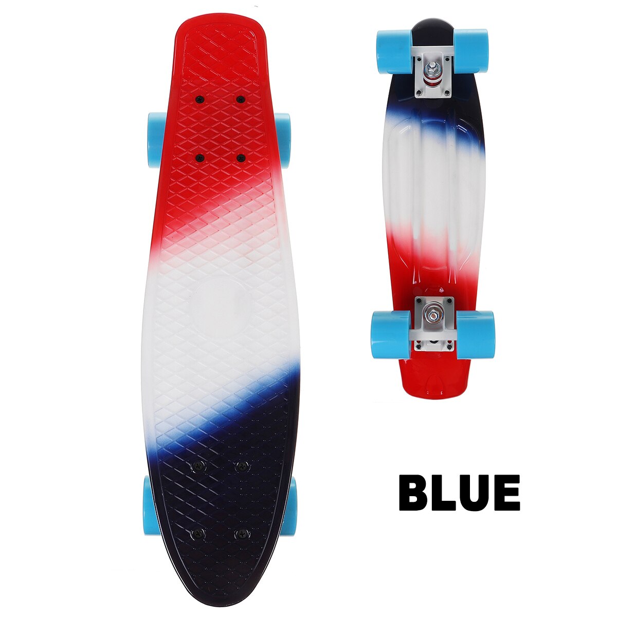 22Inch 4 Kleuren Plastic Mini Cruiser Skate Board Vis Board Kinderen Scooter Longboard Skateboards Retro Longboard Board Wiel: Blue
