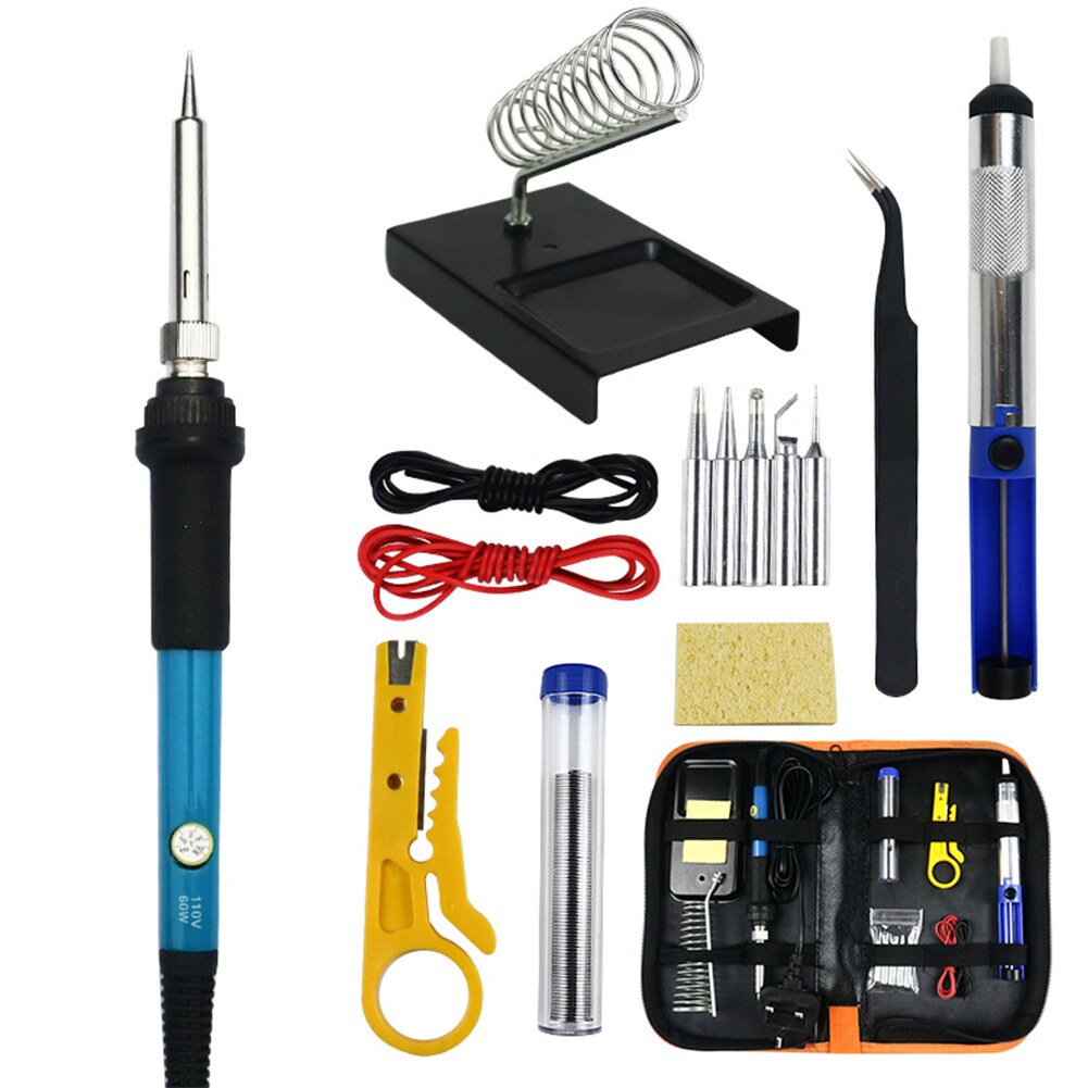 15Pcs 60W Soldering Iron Adjustable Temperature Electric Solder Iron Rework Station Mini Handle Heat Pencil Welding Repair Tools