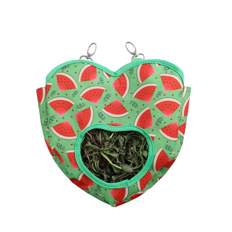 Classico sacchetto di fieno a forma di cuore appeso sacchetto alimentatore supporto coniglio cavia piccoli animali contenitore per distributore di sacchetti per animali domestici: anguria