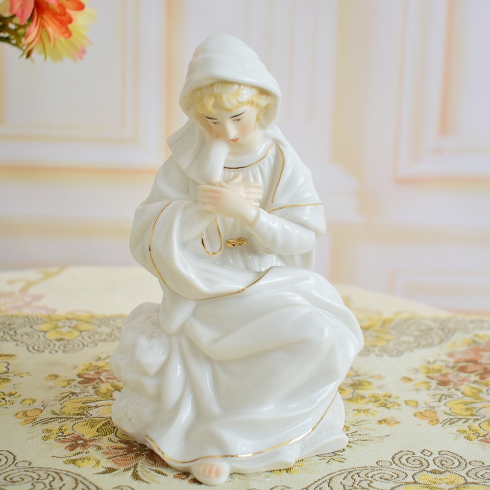 porcelain Virgin Mary Statue figurines ceramic white white golden ceramics statues for home office decoration women