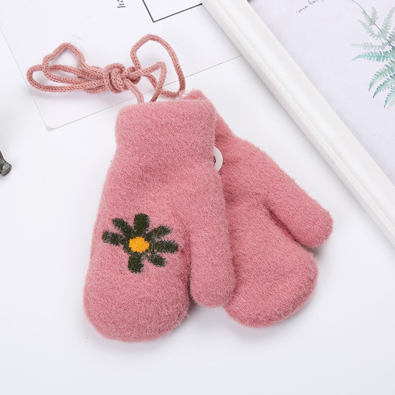 Balleenshiny Winter Warme Wanten Voor Kinderen Aged 0-3 Pluche Gebreide Halter Handschoenen Verdikte Kinderen Warme Outdoor Afdrukken Wanten: 5