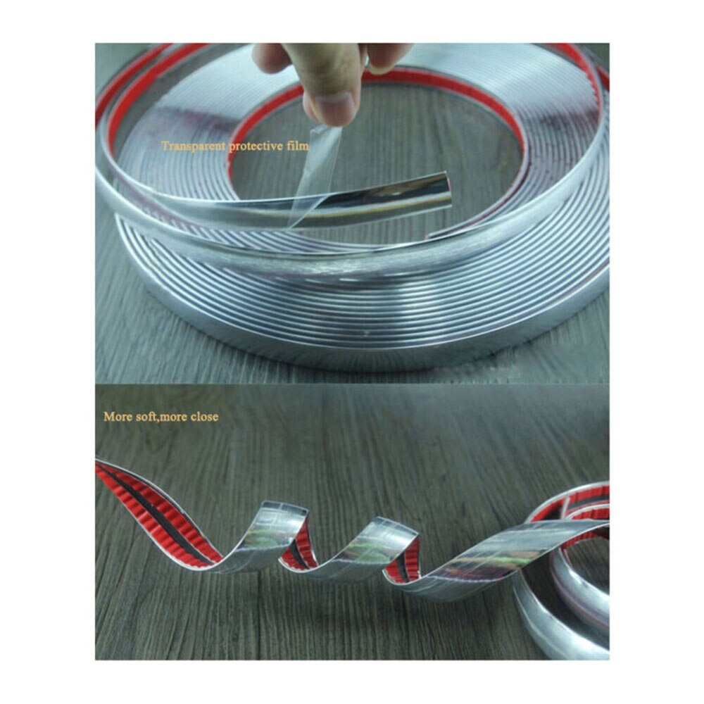 12mm*15m Chrome Car Auto Moulding Strip Trim Bumper Protector Bright Silver durable and practical