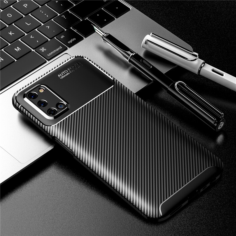 For Oppo A92 Case Cover Soft Silicone Bumper Anti-knock Carbon Fiber Cover For Oppo A52 Case For Oppo A92 A72 A52 Shell 6.5 inch