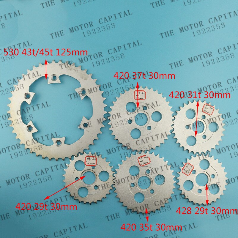 good 29t/31t/35t/37t/43t/45t tooth 420/428/520 chain 30/125mm Rear Drive Chain Sprocket Monkey Bike