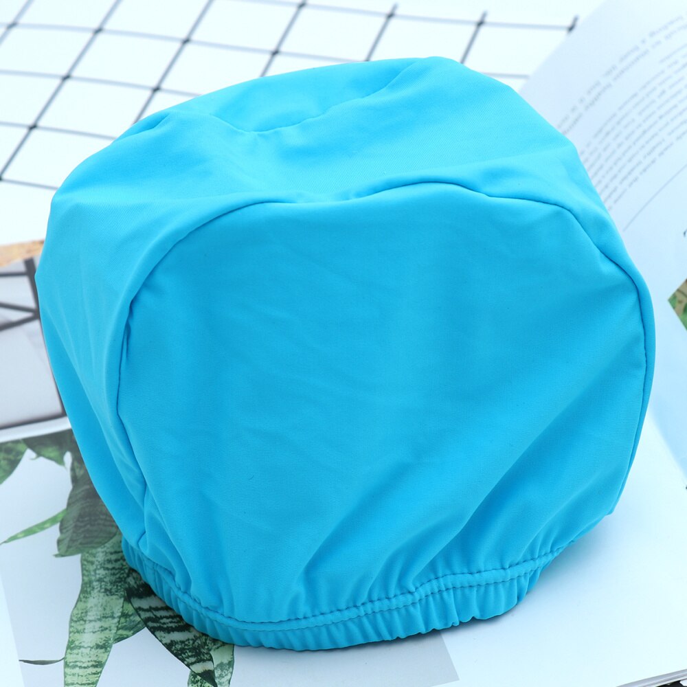 Soft Adult Swim Cap Polyester Cloth Fabric Bathing Cap Men and Women Swimming Hat Caps for Water Sports (Light Blue)