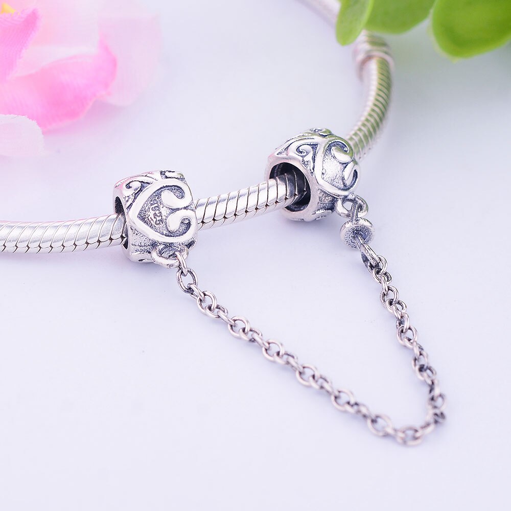 925 sterling silver säkerhetskedja europeisk passform fin charm pärlor stil armband halsband hänge diy originalsmycken
