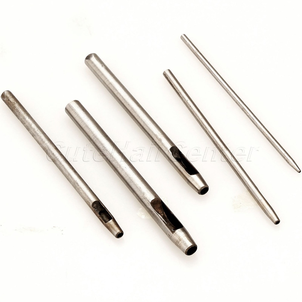 1Set Leather Craft Tool Steel Puncher Paper Punching Hand Tool Round Hole Punch Belt Band Leather Handmade Craft Tools 1mm-5mm