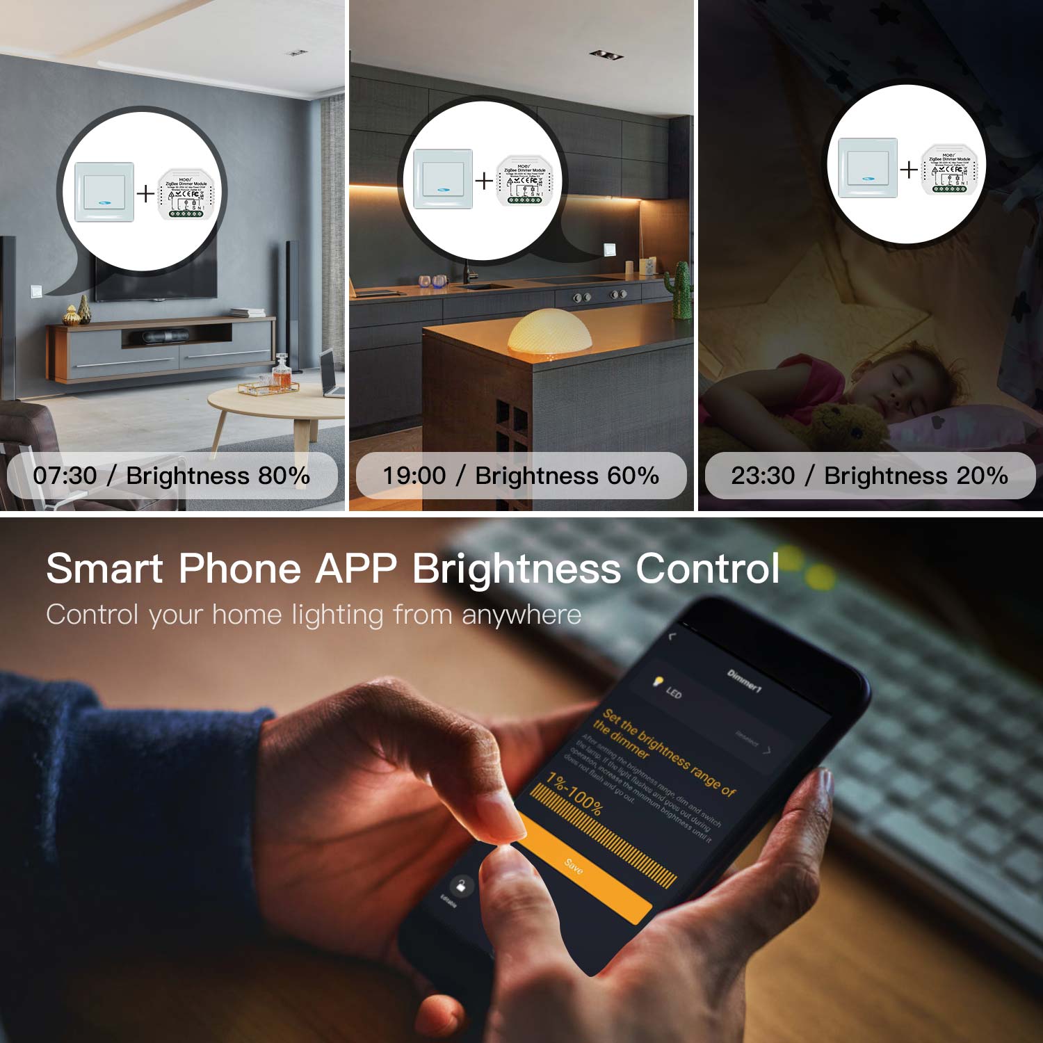 Moes tuya zigbee 3.0 smart-lichtschalter-relaismodul, 1/2/3 -fach dimmermodul, smart life tuya app-steuerung mit alexa und google home
