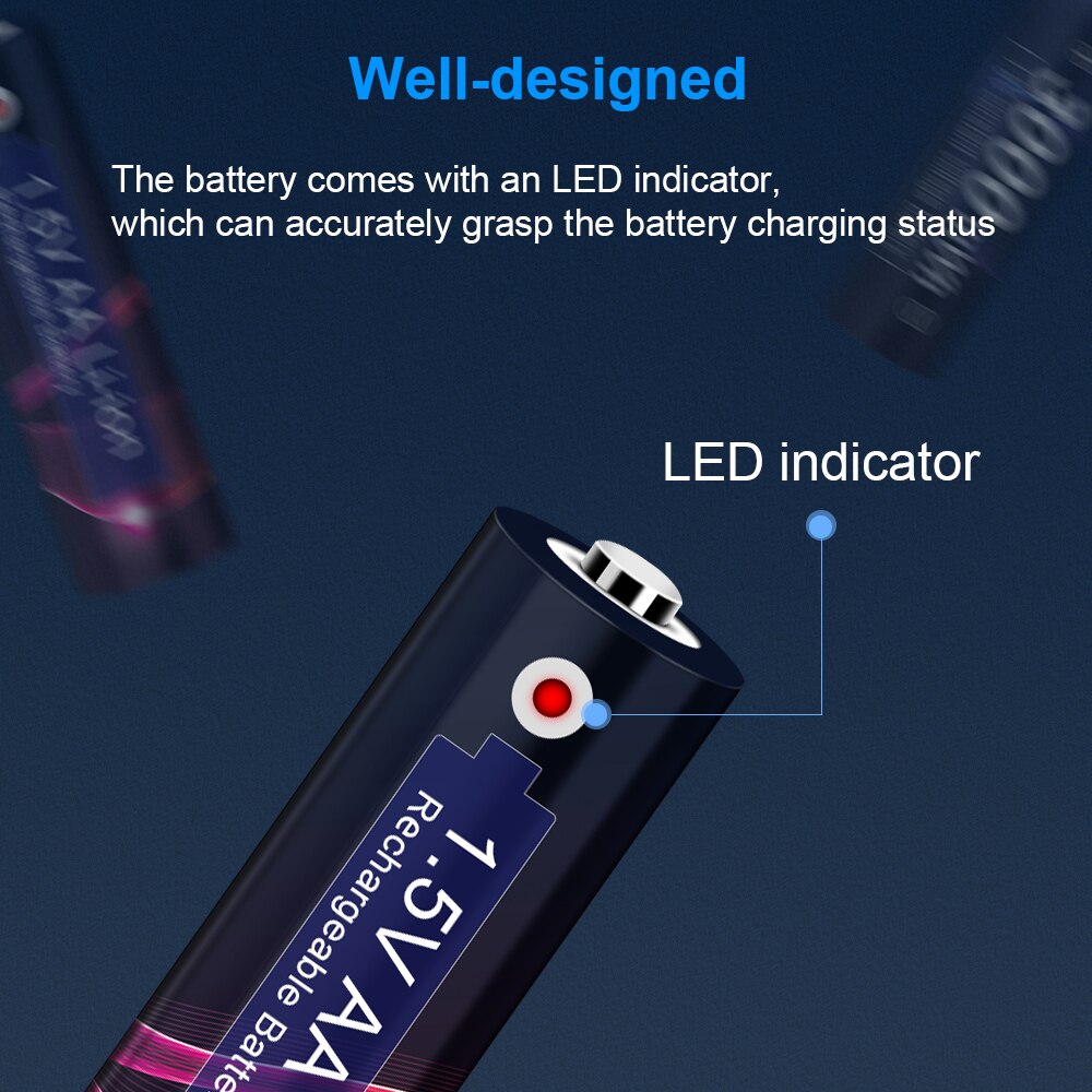 Ajnwnm 1.5v aa lithium genopladeligt batteri 3000 mwh konstant spænding 1.5v aa batteri til fjernbetjening mus blæser elektrisk legetøj