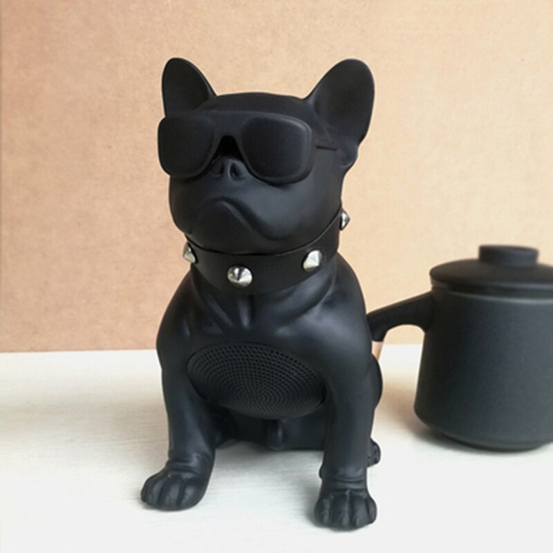 Bouledogue français Portable sans fil Bluetooth haut-parleur pour chien, Radio FM, MP3 (M, noir)