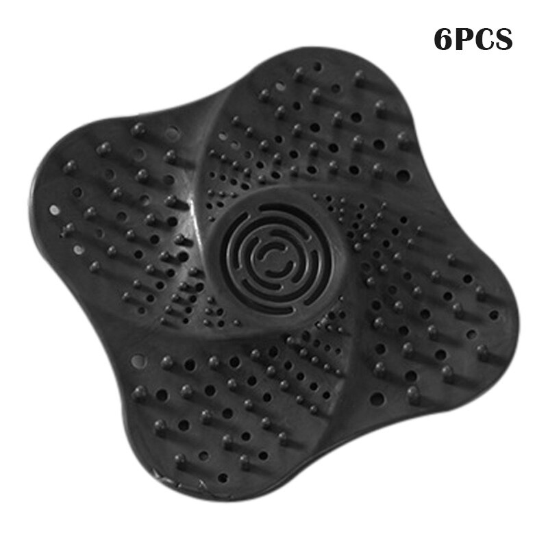 6 stuks doucheafvoer haarvanger badstop afdekking afvoerbeschermer tpr gootsteen afvoerzeef rioolfilters  js22: Zwart