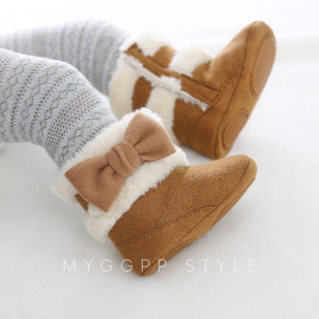 Goopom-chaussures d'hiver pour bébés filles | Sans lacet, couleurs mélangées, semelle souple avec nœud papillon, antidérapantes, chaussures pour premiers marcheurs, bébés enfants