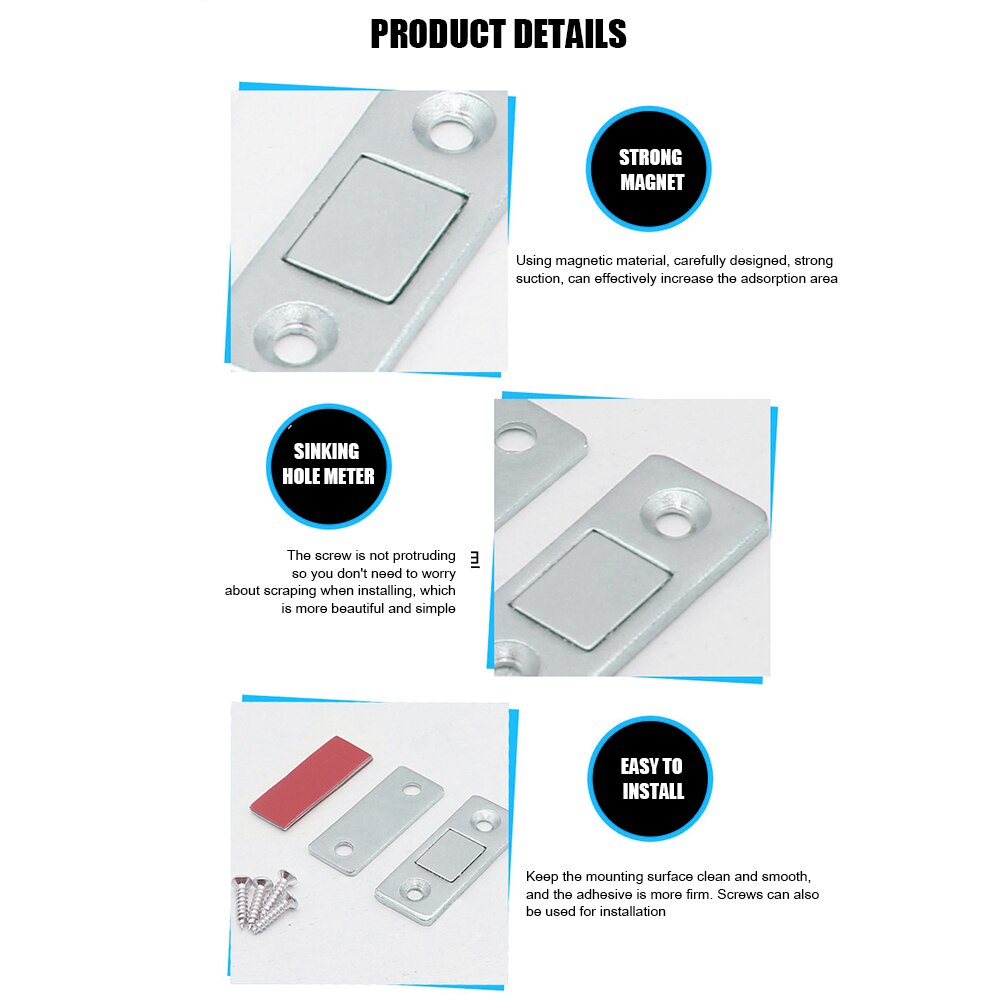 Magnetic Lock Door Stopper Cabinet Suction Door Wardrobe Cupboard Closet Holder Toilet Glass Catch Latch Furniture with Screws