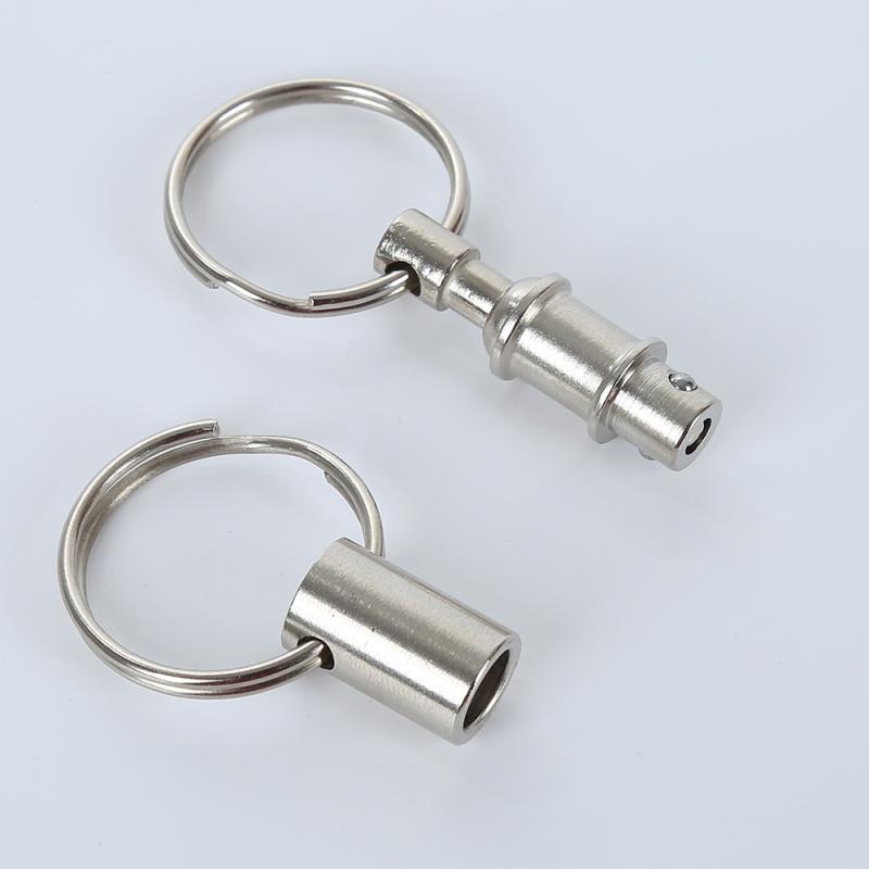 1 pièces porte-clés détachable double porte-clé en acier chromé porte-clés amovible porte-clés