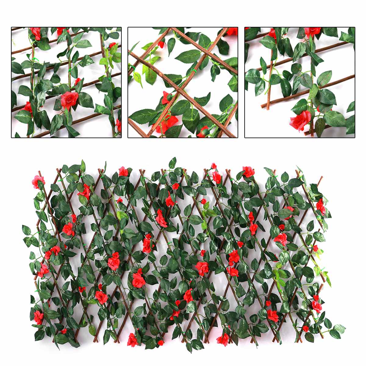 70cm Artificial Floral Plant Fence UV Protected Privacy Screen Outdoor Indoor Use Garden Fence Backyard Home Decor Greenery Wall