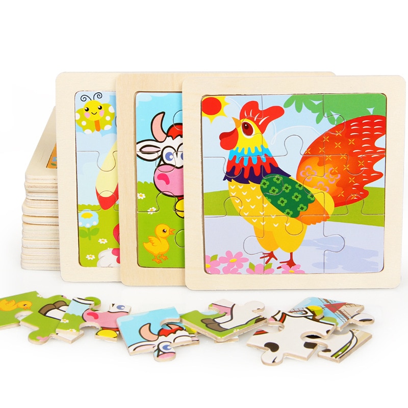 Giocattoli Per Bambini In Legno Colorato 3D di Puzzle Animale Di Puzzle Educational Developmental Bambini Giocattolo di Formazione Del Bambino Di Compleanno Regalo Di Natale D24