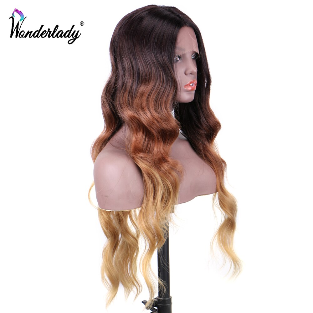 Perruque Lace Front Wig à raie centrale Swiss Lace, 24 pouces, synthétiques WonderLady, cheveux Ombre en Fiber de haute température