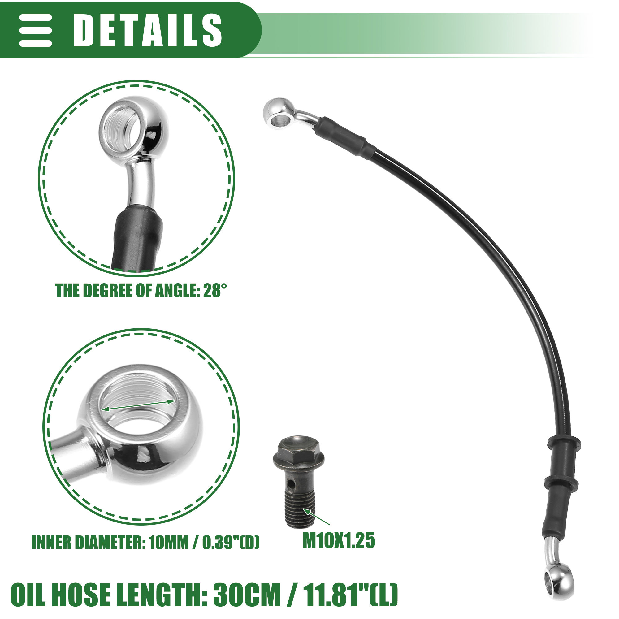 Motoforti-manguera de freno hidráulico trenzada para motocicleta, tubo de aceite negro de 30CM-170CM y 28 grados para Motocross: Verde militar