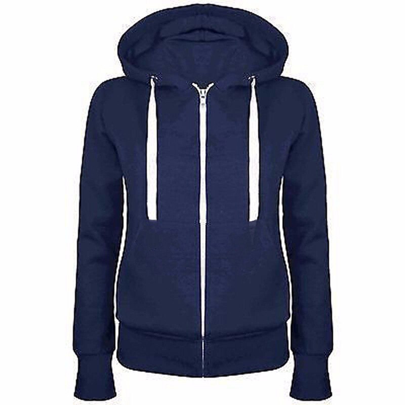 Classic Ladies Hoodie Sports Zipper Hooded Jacket Outdoor Running Fitness Jacket Sweatshirt Female Outwear