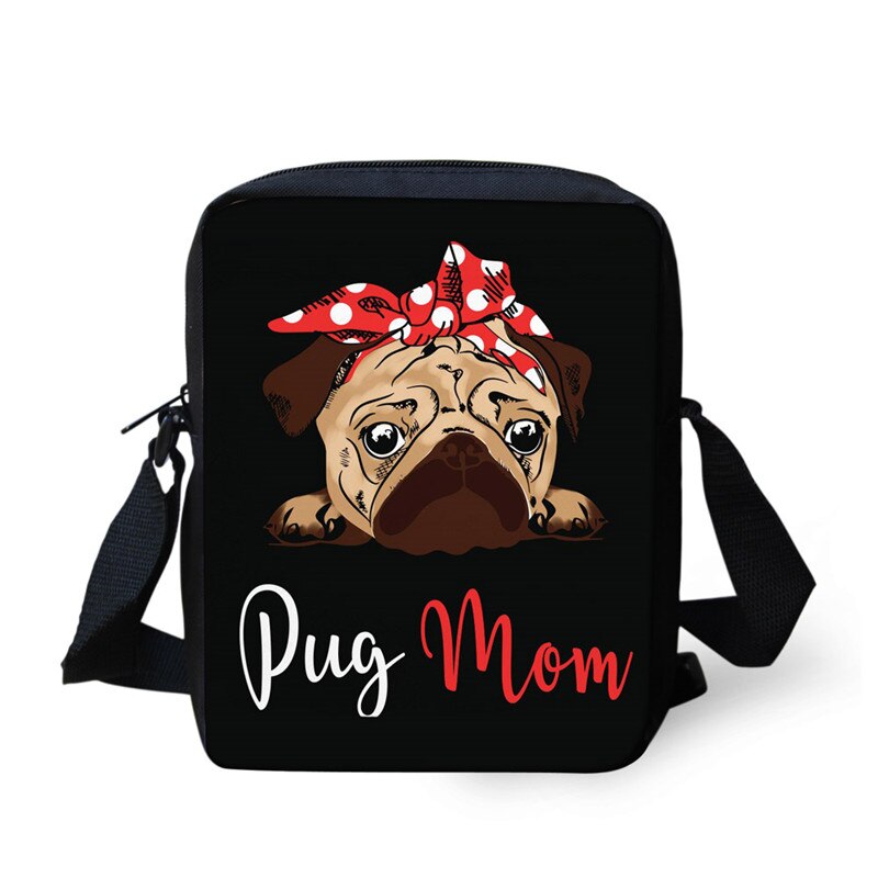 ELVISWORDS Bulldog Pug bolsa de perro Mini bolsos de mensajero para niños mochilas escolares niñas bolso de hombro para mujer bolsa de viaje mejores de navidad: L3150E