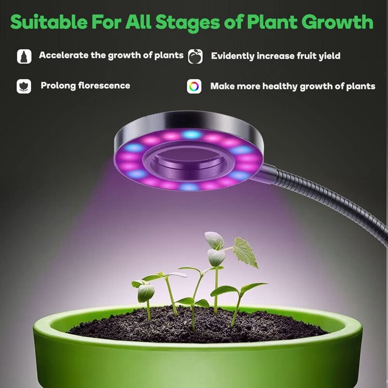Led plantengroeilamp enkelkops plantenlamp usb ringlamp kamerplantenvullamp groeilamp
