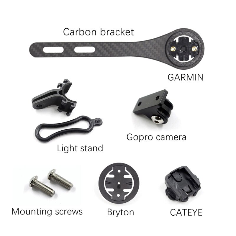 Carbon fiber cykel landevejscykling mtb computer stopur speedometer mount holder til garmin cateye bryton gopro