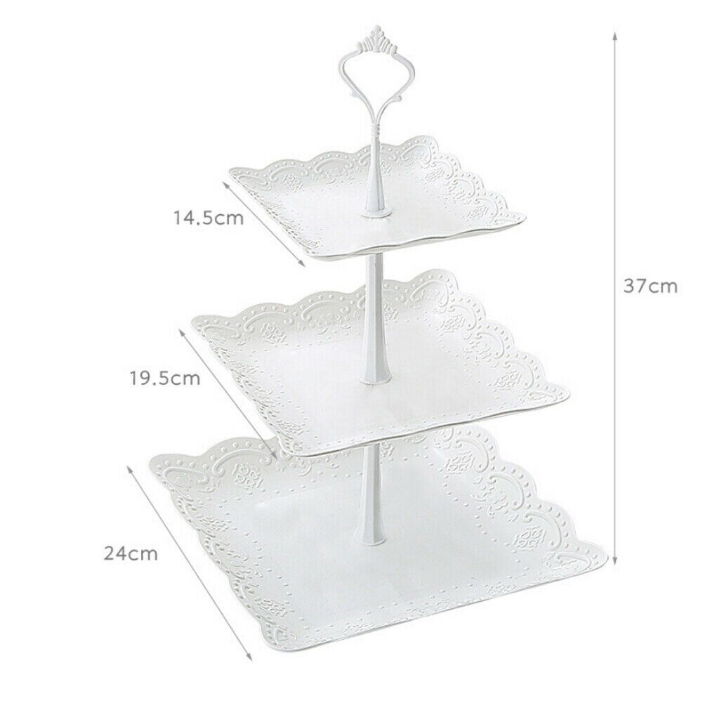 3 Tier Cardboard Cupcake Cake Muffin Stand Food Serving Birthday Wedding Party Cake Storage Tray: A