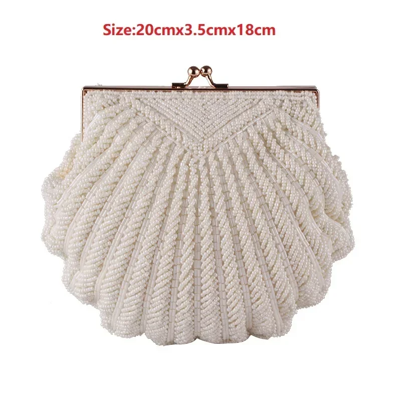Abend taschen Frauen Kupplung Abend Kupplung Taschen Hochzeit Braut Handtasche Perle Perlen Muschel Kette Party Taschen LI-383: Beige