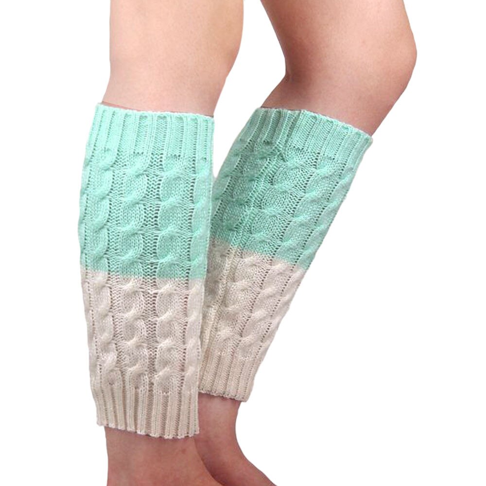 Women Crochet Boot Cuffs Harajuku Gradient Patchwork Winter Knit Leg Warmers Calcetines Mujer Walking Socks Fitness Dancing: Blue