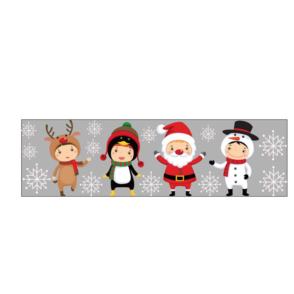 Cartoon Christmas Stickers for Window Showcase Removable Santa Clause Snowman Home Decor Decal Adhesive Year Glass Mural#30