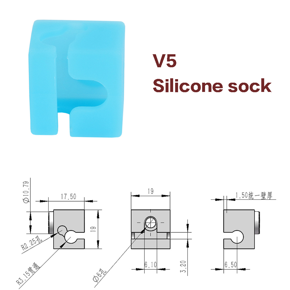 Para E3D V6/V5 MK7 MK8 MK9/Volnaco /BP6 calcetines de bloque de calor funda de silicona bloque calentador cubierta protectora Hotend para piezas de impresora 3D