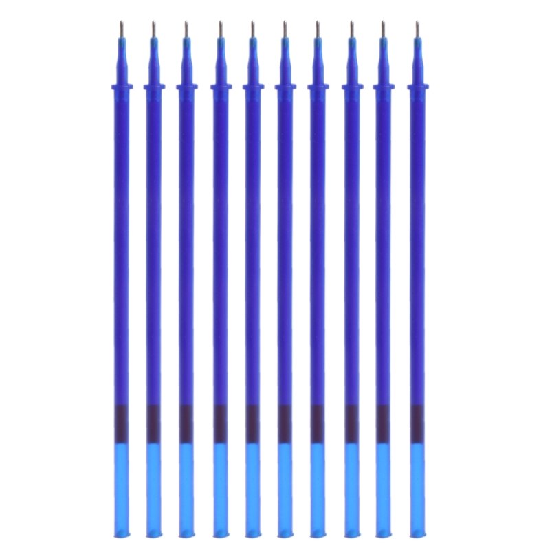 10Pcs 0.5mm Erasable Black Blue Gel Ink Pen Refills Magic Writing Study Office Supplies Student: Blue