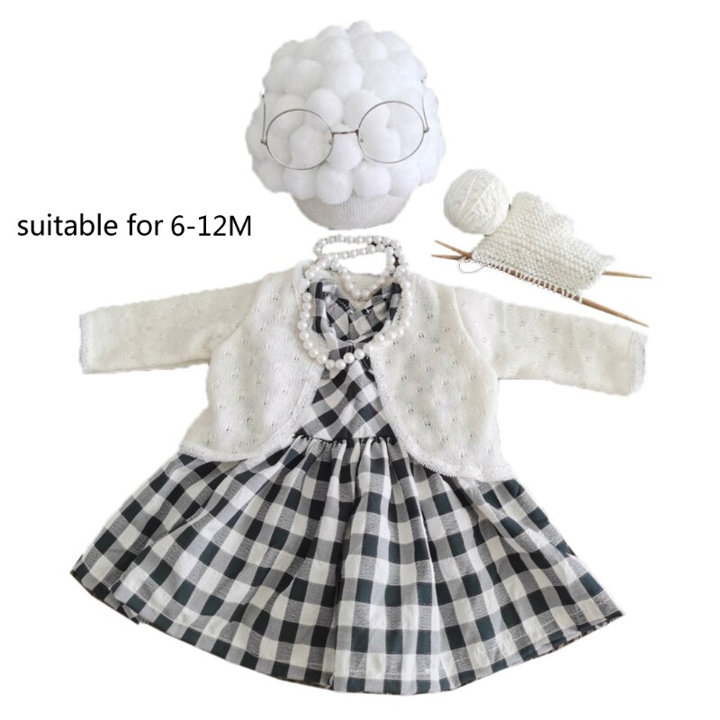 1 Juego de accesorios divertidos para fotografía de bebé recién nacido, disfraz para niñas, ropa de abuela, sombrero para sesión de fotos, trajes