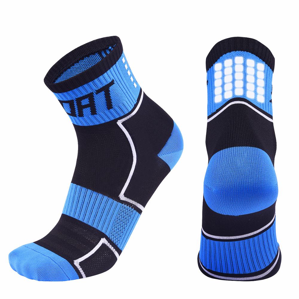 Reflective Cycling Socks Men Breathable Outdoor Basketball Socks Wicking Bike Socks Running Sports Socks Women: Blue / l 39-42