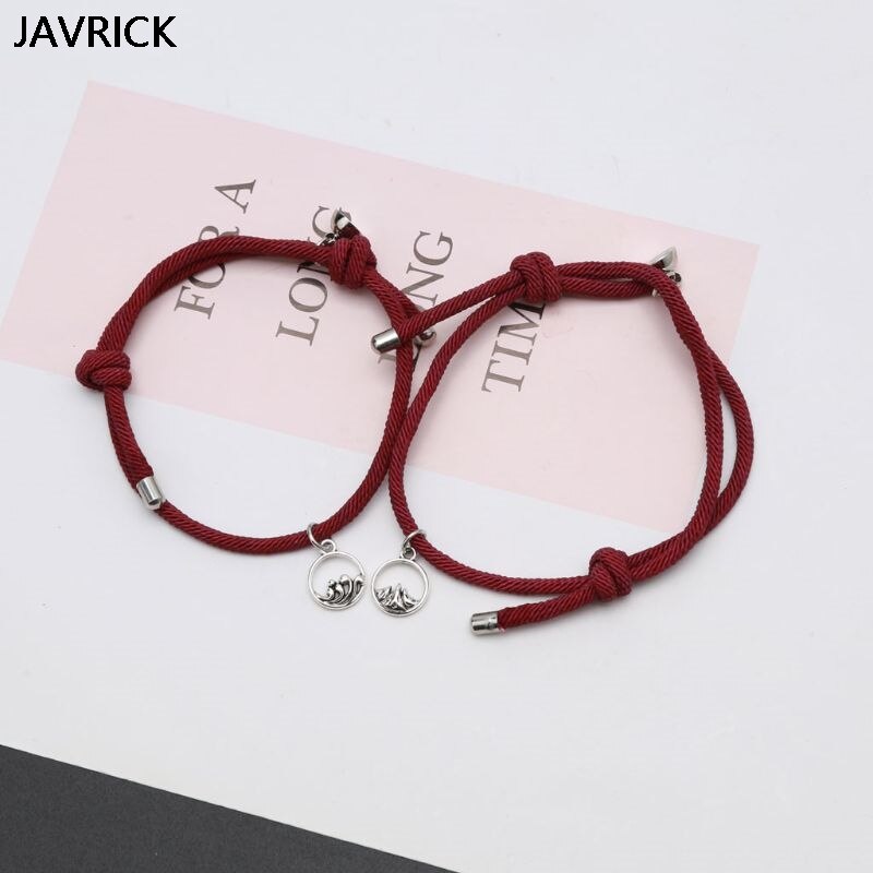 2 uds amantes minimalistas que emparejan la pulsera de la Amistad cuerda trenzada pareja distancia magnética pulsera Kit amante joyería